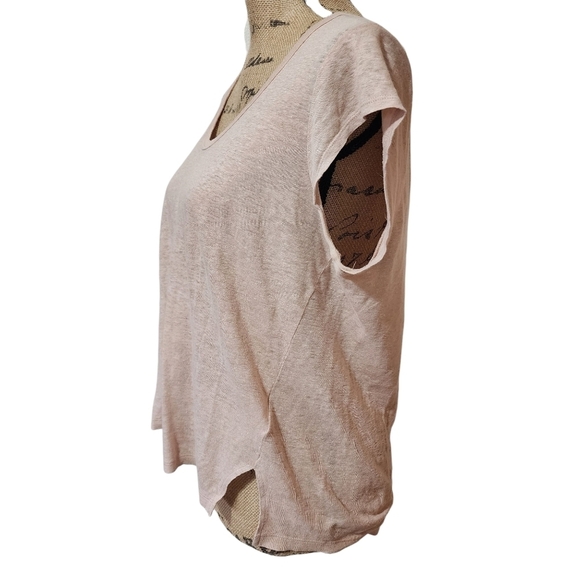 Joie Evalina Linen Tee Pale Blush - Medium - Picture 4 of 7